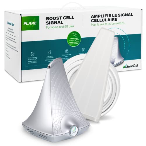 SureCall Flare 3.0 Cell Phone Signal Booster for Home & Office up to 3500 sq ft, Boosts 5G/4G LTE, Yagi Outdoor Antenna, Multi-User, Verizon AT&T Sprint T-Mobile, FCC Approved, USA Company from Sure Call