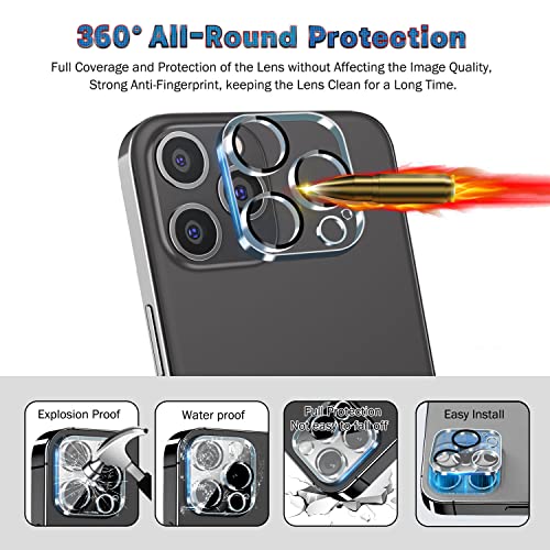 QHOHQ 3 Pack Screen Protector for iPhone 12 Pro 6.1 Inch with 2 Pack Tempered Glass Camera Lens Protector, Ultra HD, 9H Hardness, Scratch Resistant, Easy Install - case Friendly by QHOHQ