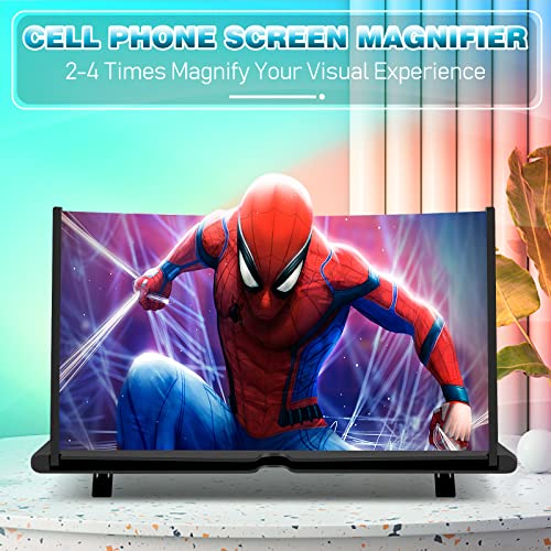 18" Screen Magnifier for Cell Phone, 3D HD Mobile Phone Screen Amplifier for Videos, Movies and Gaming, Foldable Phone Stand with Screen Enlarger, Magnifying Projector for All Smartphones by ZTNwoo