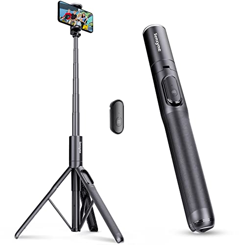 Sensyne 60" Phone Tripod & Selfie Stick, Lightweight All in One Phone Tripod Integrated with Wireless Remote Compatible with All Cell Phones for Selfie/Video Recording/Photo/Live Stream/Vlogï¼Blackï¼ from sensyne