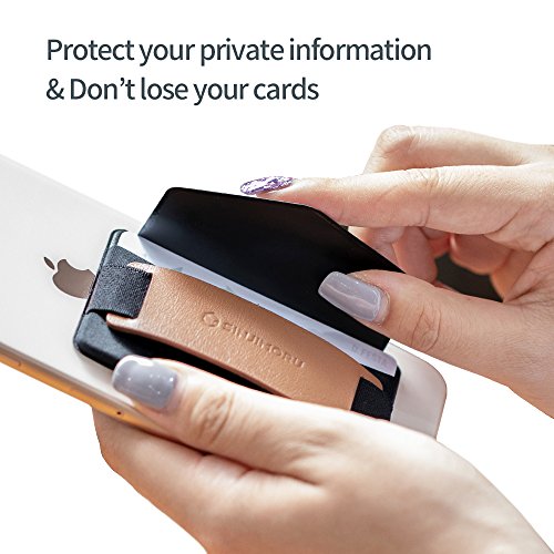 Sinjimoru Phone Grip Card Holder with Phone Stand, Secure Stick on Wallet for iPhone with Pop Out Stand for Table. Sinji Pouch B-Grip Black by Sinjimoru Co.Ltd