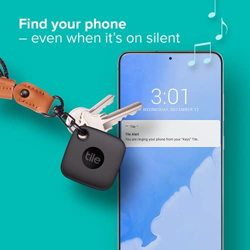 Tile Mate (2022) 1-Pack.Black. Bluetooth Tracker, Keys Finder and Item Locator for Keys, Bags and More; Up to 250 ft. Range. Water-Resistant. Phone Finder. iOS and Android Compatible. from Tile