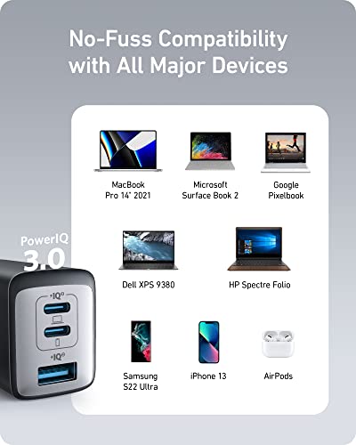 Anker USB C Charger, 735 Charger (Nano II 65W), iPad Charger, PPS 3-Port Fast Compact Foldable for MacBook Pro/Air, iPad Pro, Galaxy S23, Dell XPS 13, Note 20/10+, iPhone 14/Pro, Steam Deck, and More by Anker