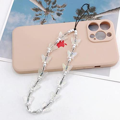 Joyswood Beaded Phone Charm Y2K Phone Strap Charm Cute Phone Charms Aesthetic Love butterfly Phone Chain Girl Pearl Beaded Phone Strap Handmade Cell Phone Lanyard Kawaii Acrylic (White2) from 