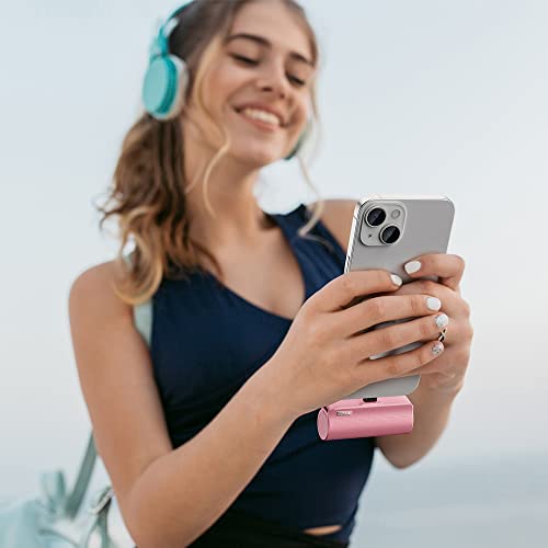 iWALK Mini Portable Charger for iPhone with Built in Cable, 3350mAh Ultra-Compact Power Bank Small Battery Pack Charger Compatible with iPhone 14/13/13 Pro/12/12 Pro/11/XR/XS/X/8/7/6,Pink from iWALK