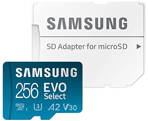 SAMSUNG EVO Select Micro SD-Memory-Card + Adapter, 256GB microSDXC 130MB/s Full HD & 4K UHD, UHS-I, U3, A2, V30, Expanded Storage for Android Smartphones, Tablets, Nintendo-Switch (MB-ME256KA/AM) from Samsung