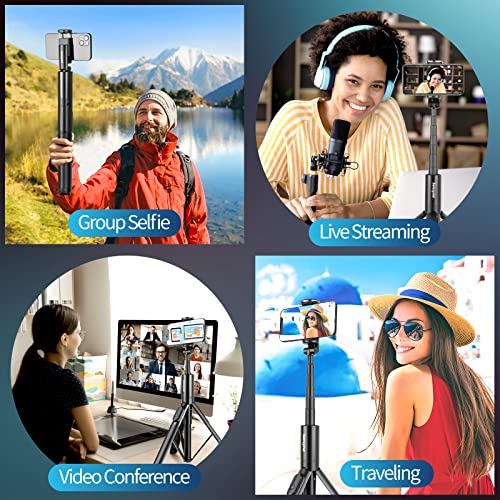 Sensyne 60" Phone Tripod & Selfie Stick, Lightweight All in One Phone Tripod Integrated with Wireless Remote Compatible with All Cell Phones for Selfie/Video Recording/Photo/Live Stream/Vlogï¼Blackï¼ from sensyne