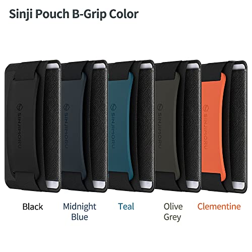 Sinjimoru Phone Grip Card Holder with Phone Stand, Secure Stick on Wallet for iPhone with Pop Out Stand for Table. Sinji Pouch B-Grip Black by Sinjimoru Co.Ltd