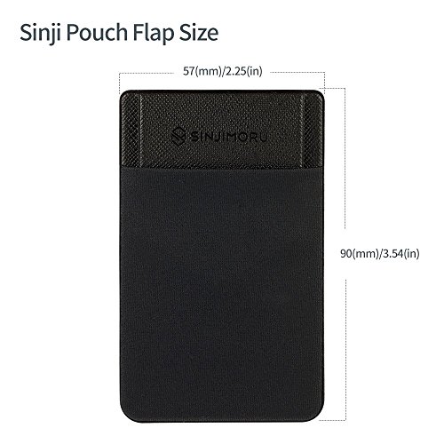 Sinjimoru Secure Card Holder for Back of Phone, Stretchy Fabric Cell Phone Wallet Stick On Credit Card Case for iPhone & Android. Sinji Pouch Flap Black from Sinjimoru Co.Ltd