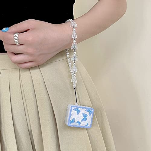 Joyswood Beaded Phone Charm Y2K Phone Strap Charm Cute Phone Charms Aesthetic Love butterfly Phone Chain Girl Pearl Beaded Phone Strap Handmade Cell Phone Lanyard Kawaii Acrylic (White2) from 