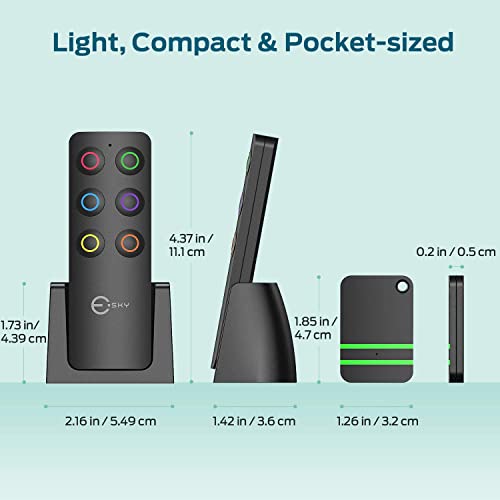 Key Finder, Esky 80dB RF Item Locator with 100ft Working Range, Wireless Wallet Tracker with 1 Transmitter and 6 Receivers for Finding Key, Remote, Pet and Wallet, Batteries Included-Black from Esky