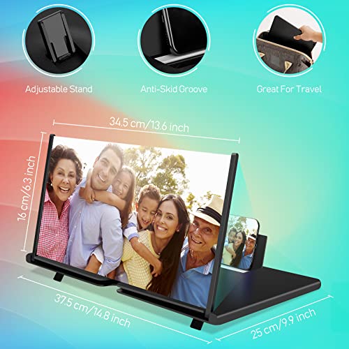 18" Screen Magnifier for Cell Phone, 3D HD Mobile Phone Screen Amplifier for Videos, Movies and Gaming, Foldable Phone Stand with Screen Enlarger, Magnifying Projector for All Smartphones by ZTNwoo