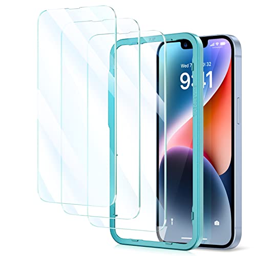SmartDevil 3 Pack Screen Protector for iPhone 14/iPhone 13 / iPhone 13 Pro(6.1 Inch), [Easy Installation Frame][Double Military Grade Shatterproof] HD Bubble Free 9H Tempered Glass-Case Friendly from SmartDevil