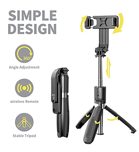 Portable Selfie Stick, Handheld Phone Tripod Stand with Detachable Wireless Remote, Selfie Stick Tripod for iPhone 14 13 12 11 pro Xs Max Xr X 8 7 Plus, Android Moto Samsung Google Smartphone, More by LDP