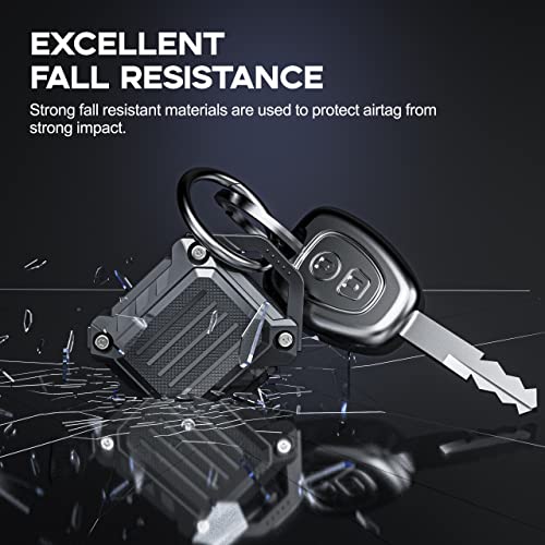 Dovick- Waterproof Airtag Keychain Holder Case,Screw Full Cover Compatible with Apple Air Tag Tracker Key Ring (Black 2Pack) by DOVICK