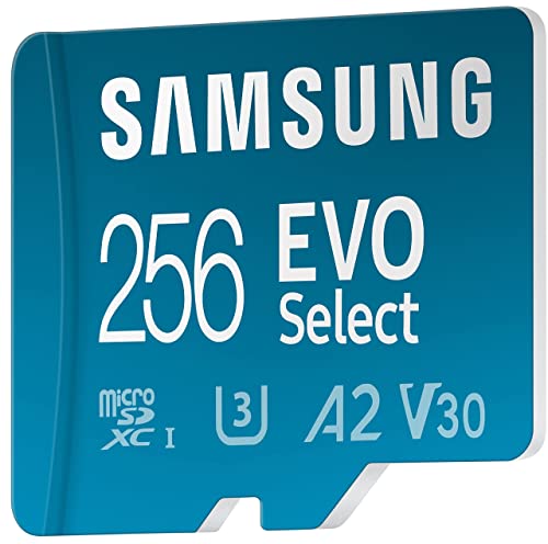 SAMSUNG EVO Select Micro SD-Memory-Card + Adapter, 256GB microSDXC 130MB/s Full HD & 4K UHD, UHS-I, U3, A2, V30, Expanded Storage for Android Smartphones, Tablets, Nintendo-Switch (MB-ME256KA/AM) from Samsung