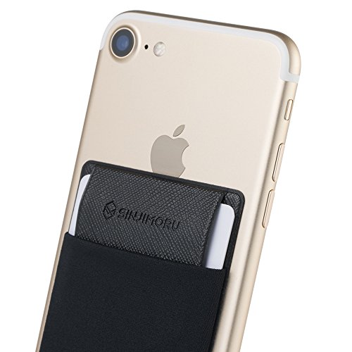 Sinjimoru Secure Card Holder for Back of Phone, Stretchy Fabric Cell Phone Wallet Stick On Credit Card Case for iPhone & Android. Sinji Pouch Flap Black from Sinjimoru Co.Ltd