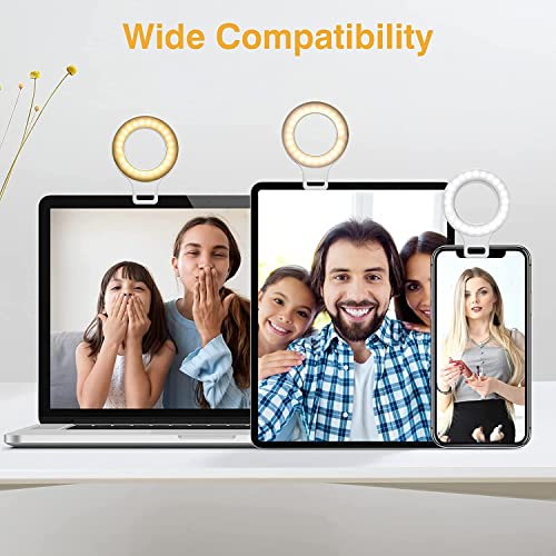 Clip on Ring Light, Kimwood Rechargeable 60 LED Selfie Ring Light for Phone, Laptop, Tablet (3 Models, 5 Level Brightness) from Kimwood