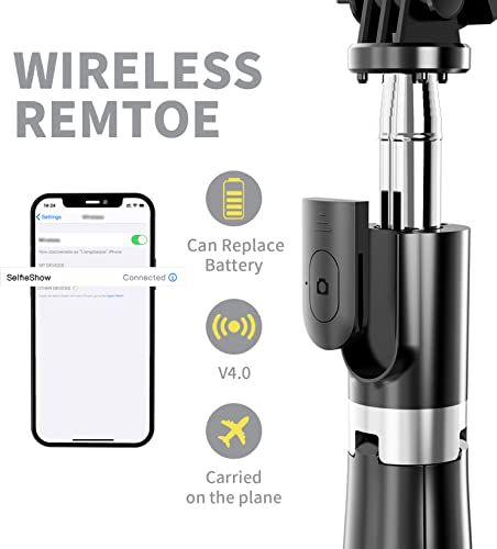 Portable Selfie Stick, Handheld Phone Tripod Stand with Detachable Wireless Remote, Selfie Stick Tripod for iPhone 14 13 12 11 pro Xs Max Xr X 8 7 Plus, Android Moto Samsung Google Smartphone, More by LDP