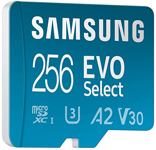 SAMSUNG EVO Select Micro SD-Memory-Card + Adapter, 256GB microSDXC 130MB/s Full HD & 4K UHD, UHS-I, U3, A2, V30, Expanded Storage for Android Smartphones, Tablets, Nintendo-Switch (MB-ME256KA/AM) from Samsung