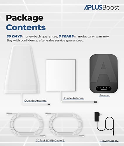 Cell Phone Signal Booster for Verizon,AT&T and All U.S. Carriers on Quad-Band 12/17/5/2/25/4,Cell Signal Booster for Home Amplify 3G 4G LTE 5G Signal Up to 5,000 Sq. Ft,FCC Approved by APlusboost