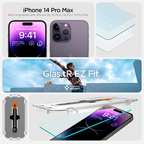 Spigen Tempered Glass Screen Protector [GlasTR EZ FIT] designed for iPhone 14 Pro Max [Case Friendly] - Sensor Protection / 2 Pack by Spigen