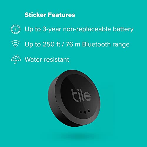Tile Sticker (2022) Small Bluetooth Tracker, Remote Finder and Item Locator, Pets and More; Up to 250 ft. Range. Water-Resistant. Phone Finder. iOS and Android Compatible. from Tile