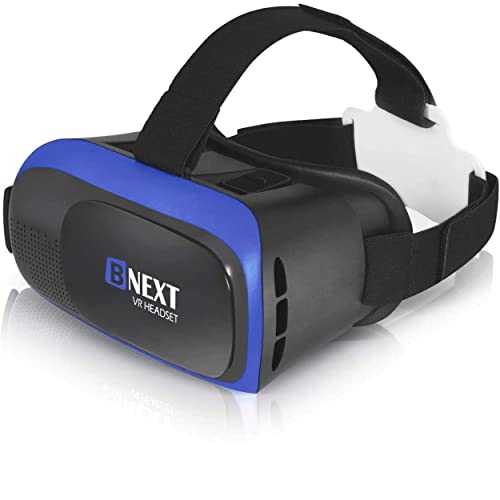 VR Headset Compatible with iPhone & Android Phone - Universal Virtual Reality Goggles - Soft & Comfortable New 3D VR Glasses (Blue) from Bnext