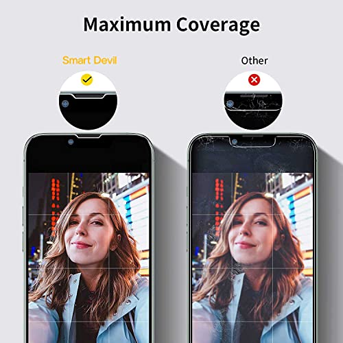 SmartDevil 3 Pack Screen Protector for iPhone 14/iPhone 13 / iPhone 13 Pro(6.1 Inch), [Easy Installation Frame][Double Military Grade Shatterproof] HD Bubble Free 9H Tempered Glass-Case Friendly from SmartDevil