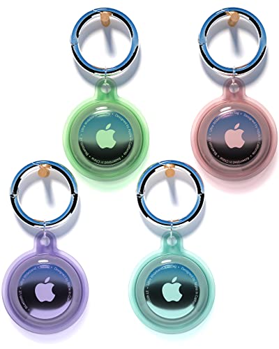 4 Pack Airtag Keychain Waterproof, Air Tag Holder for Apple Airtag GPS Tracker, Soft Full-Body Shockproof Apple Tag Case for Dog Cat Collar, Luggage, Keys (4 Colors) from Ccigedy
