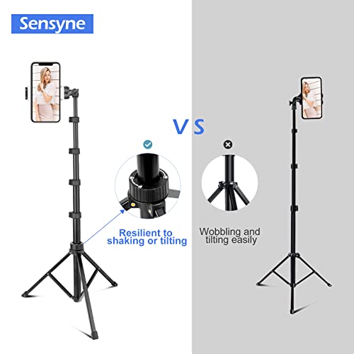 Sensyne 62" Phone Tripod & Selfie Stick, Extendable Cell Phone Tripod Stand with Wireless Remote and Phone Holder, Compatible with iPhone Android Phone, Camera (Black) from sensyne