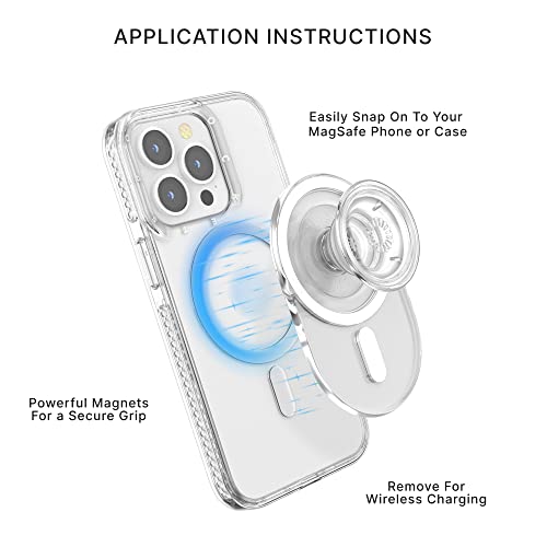 PopSockets Phone Grip Compatible with MagSafe, Phone Holder, Wireless Charging Compatible - Clear by PopSockets