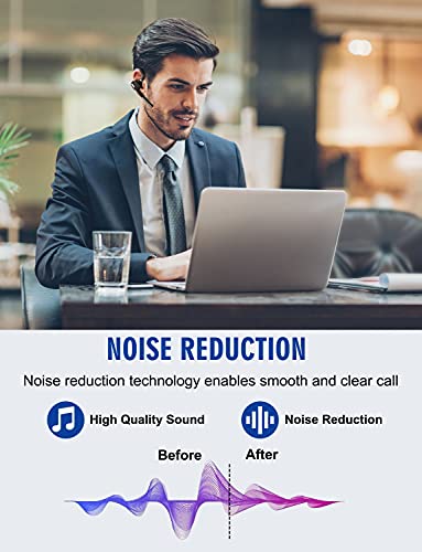 DECHOYECHO Bluetooth Headset V5.1, Wireless Headset with Battery Display Charging Case, Bluetooth Earpiece with Noise Canceling Mic for Driving, Office, Business, Compatible with Cell Phone and PC from Dechoyecho