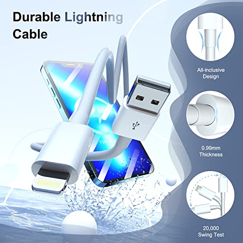 iPhone Charger 6 Feet Apple MFi Certified, Lightning Cable 6FT Fast Charging Cord Compatible with iPhone 14 13 12 11 Pro Max XR XS X 8 7 Plus 6S / iPad/Airpods (3 Pack) by FOXSEA