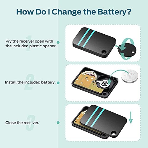 Key Finder, Esky 80dB RF Item Locator with 100ft Working Range, Wireless Wallet Tracker with 1 Transmitter and 6 Receivers for Finding Key, Remote, Pet and Wallet, Batteries Included-Black from Esky