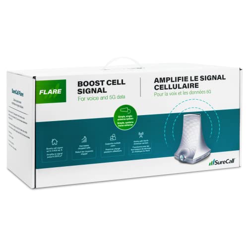 SureCall Flare 3.0 Cell Phone Signal Booster for Home & Office up to 3500 sq ft, Boosts 5G/4G LTE, Yagi Outdoor Antenna, Multi-User, Verizon AT&T Sprint T-Mobile, FCC Approved, USA Company from Sure Call