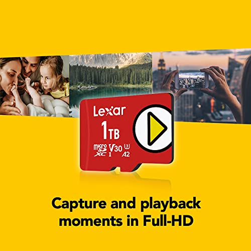 Lexar PLAY 1TB microSDXC UHS-I Micro SD Memory Card, C10, U3, V30, A2, Full-HD Video, Up To 150MB/s, Expanded Storage for Nintendo-Switch, Gaming Devices, Smartphones, Tablets (LMSPLAY001T-BNNNU) by Lexar International