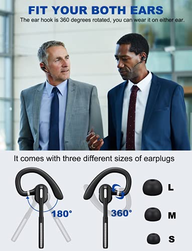 DECHOYECHO Bluetooth Headset V5.1, Wireless Headset with Battery Display Charging Case, Bluetooth Earpiece with Noise Canceling Mic for Driving, Office, Business, Compatible with Cell Phone and PC from Dechoyecho