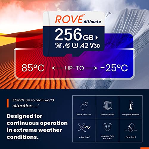 ROVE Ultimate Micro SD Card microSDXC 256GB Memory Card with USB 3.2 Type C Card Reader 170MB/s C10, U3, V30, 4K, A2 for Dash Cam, Android Smart Phones, Tablets, Games by ROVE
