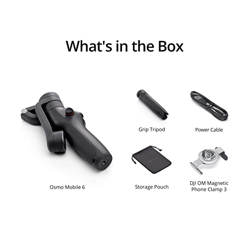 DJI Osmo Mobile 6 Gimbal Stabilizer for Smartphones, 3-Axis Phone Gimbal, Built-In Extension Rod, Object Tracking, Portable and Foldable, Vlogging Stabilizer, YouTube TikTok, Slate Gray by DJI