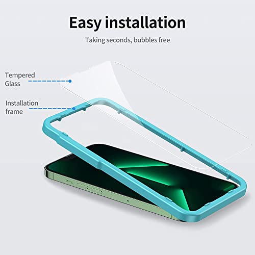 SmartDevil 3 Pack Screen Protector for iPhone 14/iPhone 13 / iPhone 13 Pro(6.1 Inch), [Easy Installation Frame][Double Military Grade Shatterproof] HD Bubble Free 9H Tempered Glass-Case Friendly from SmartDevil