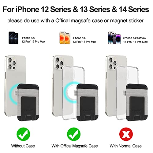 New-Upgrade Magnetic Card Wallet Holder for Apple Magsafe, Magnetic Magsafe Leather Wallet for iPhone 14/13/12 Magsafe, Mag-Safe Wallet for Back of iPhone 14 iPhone 13/12 Series, Fits 7 Cards, Black from HiWe