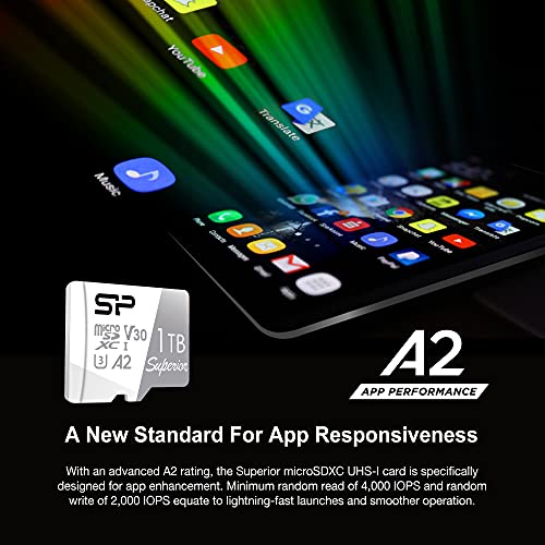 Silicon Power 1TB Superior Micro SDXC UHS-I (U3), V30 4K A2,High Speed MicroSD Card with Adapter, NOT for Gaming Handheld Devices by SP Silicon Power