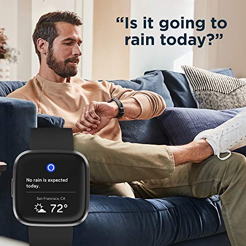 Fitbit Versa 2 Health and Fitness Smartwatch with Heart Rate, Music, Alexa Built-In, Sleep and Swim Tracking, Black/Carbon, One Size (S and L Bands Included) from Fitbit Inc
