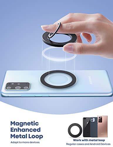 Magnetic Phone Ring Holder for MagSafe - Lamicall Magnetic Finger Phone Ring Stand Holder, Magnet Ring Grip, Compatible with iPhone 14 Plus 13 12, Pro, Pro Max, Mini, Mag safe Accessories, Misty Black by Lamicall