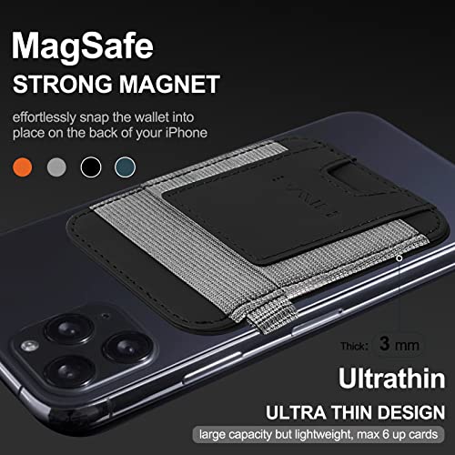 New-Upgrade Magnetic Card Wallet Holder for Apple Magsafe, Magnetic Magsafe Leather Wallet for iPhone 14/13/12 Magsafe, Mag-Safe Wallet for Back of iPhone 14 iPhone 13/12 Series, Fits 7 Cards, Black from HiWe