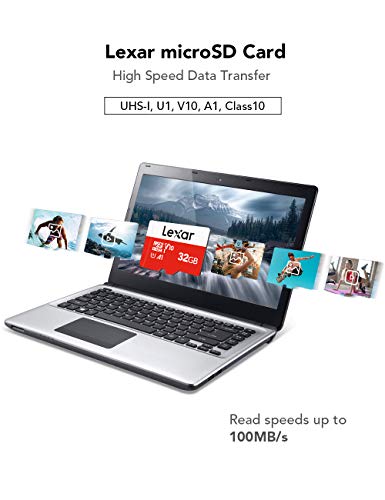 Lexar 32GB Micro SD Card 3 Pack, microSDHC UHS-I Flash Memory Card with Adapter - Up to 100MB/s, U1, Class10, V10, A1, High Speed TF Card (3 microSD Cards + 1 Adapter) by Lexar Co.,LTD