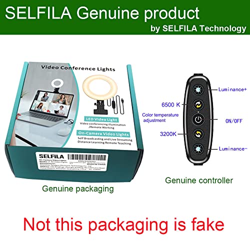 Video Conference Lighting Kit 3200k-6500K Dimmable Led Ring Lights Clip on Laptop Monitor for Remote Working/Zoom Calls/Self Broadcasting/Live Streaming/YouTube Video/TikTok (Black) by SELFILA Technology