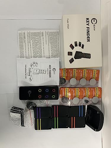 Key Finder, Esky 80dB RF Item Locator with 100ft Working Range, Wireless Wallet Tracker with 1 Transmitter and 6 Receivers for Finding Key, Remote, Pet and Wallet, Batteries Included-Black from Esky