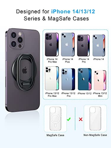 ã2023 Upgradedã Mag Safe Phone Ring Holder, SUPERONE Adjustable Magnetic Kickstand & Removable Phone Grip Compatible with Wireless Charging Only for iPhone 14 & 13 & 12 Series - Black by SUPERONE